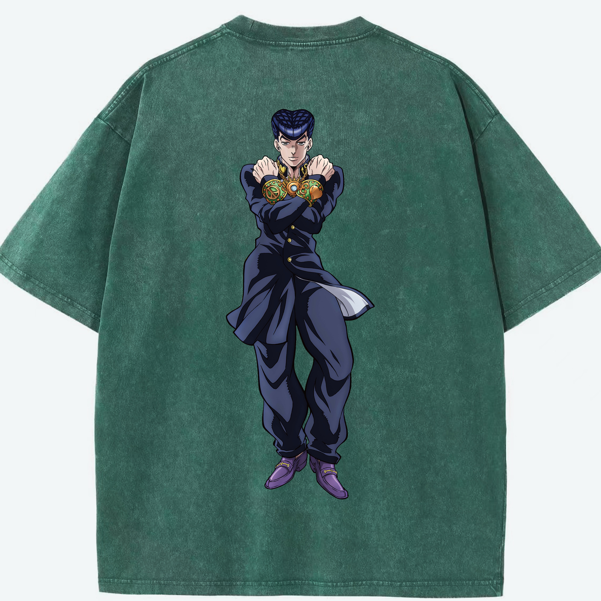 （画像用） ジョジョの奇妙な冒険 ひがしかた じょうすけ JoJo's Bizarre Adventure Higashikata Josuke 綿100% ヴィンテージ風 半袖Tシャツ（背面プリント）